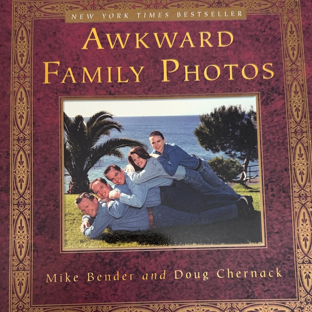 Urban Outfitters Awkward Family Photos paperback- Red, Gold